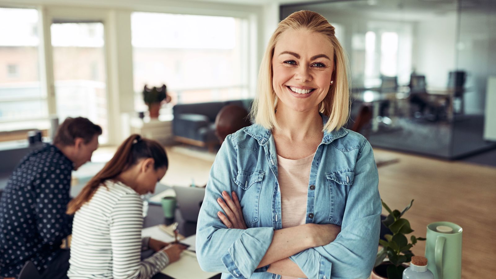 woman infront of office